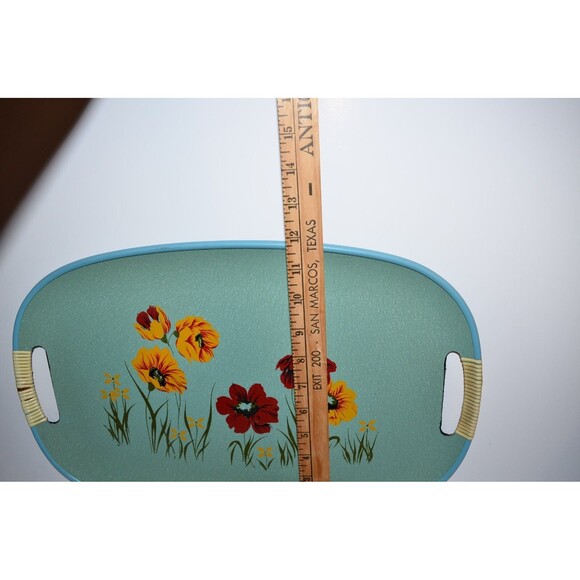 Vtg 1960's MCM Oval Serving Tray Made In Japan by Norleans with Flowers - Picture 6 of 7